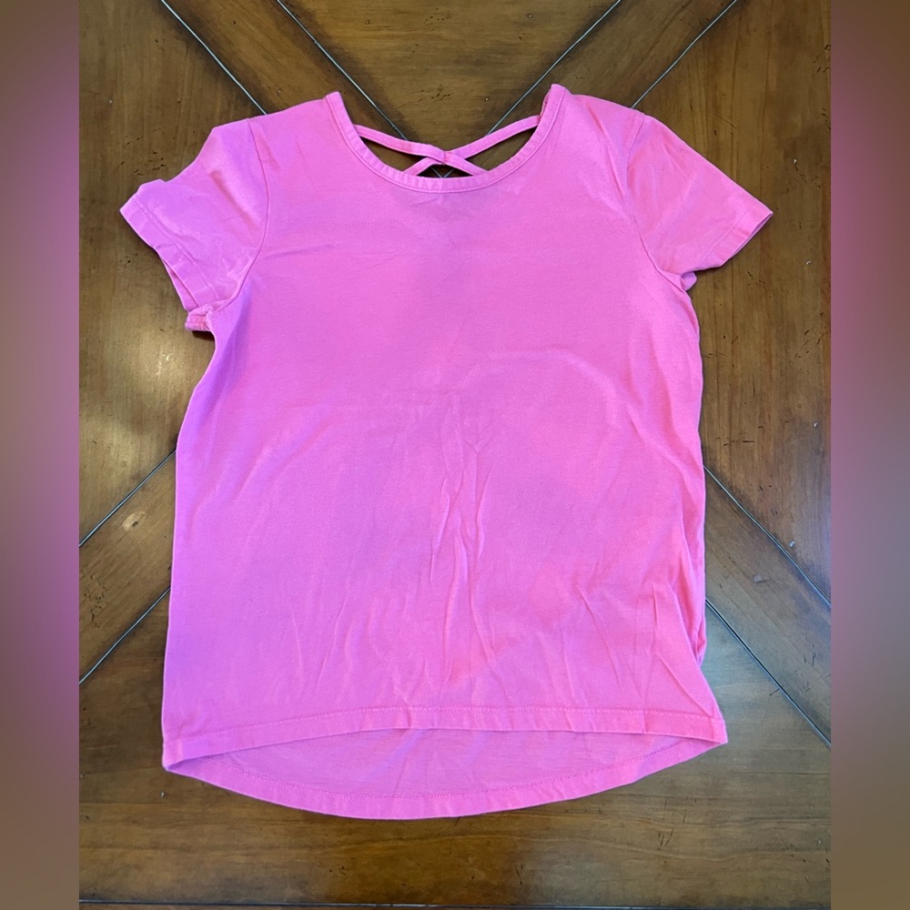 Old Navy Pink Short Sleeve Top with Crisscross Back – Girls Size XL (14–16)